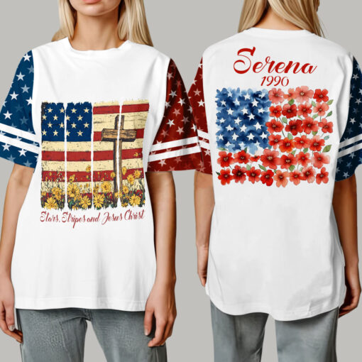 Stars Stripes And Jesus Christ Patriotic Christian - T-Shirt - Image 2