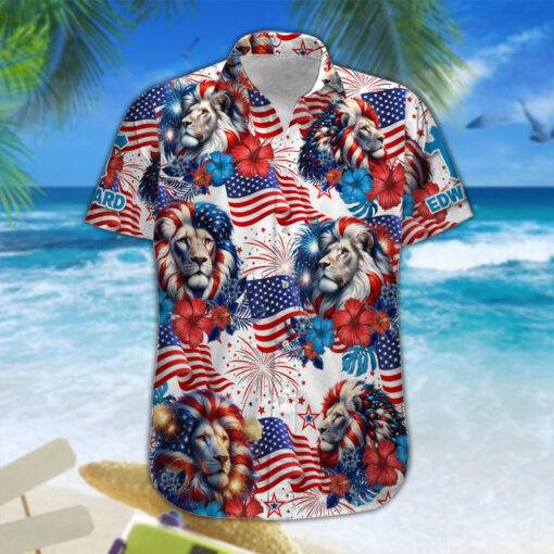 Patriotic Christian Jesus Lion - Hawaii Shirt - AGG2617 - Image 2