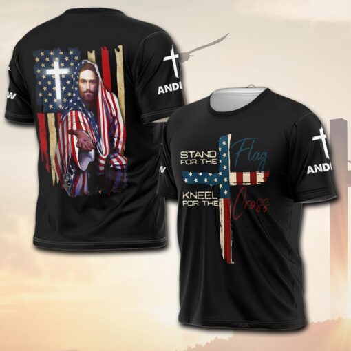 Stand For The Flag Kneel For The Cross - T-Shirt - Image 2