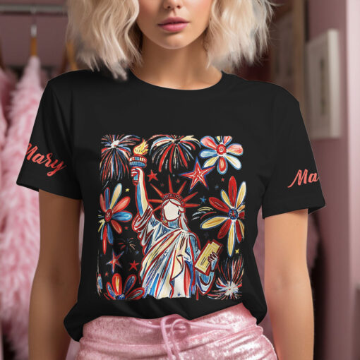 She Loves Jesus And America Too Patriotic - T-Shirt - Image 4