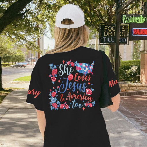 She Loves Jesus And America Too Patriotic - T-Shirt - Image 6