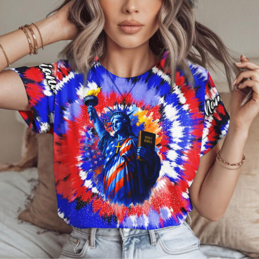 Tie Dye Statue Of Liberty Patriotic Christian Jesus - T-Shirt - Image 2
