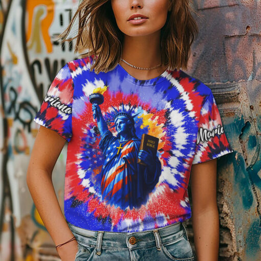 Tie Dye Statue Of Liberty Patriotic Christian Jesus - T-Shirt - Image 4