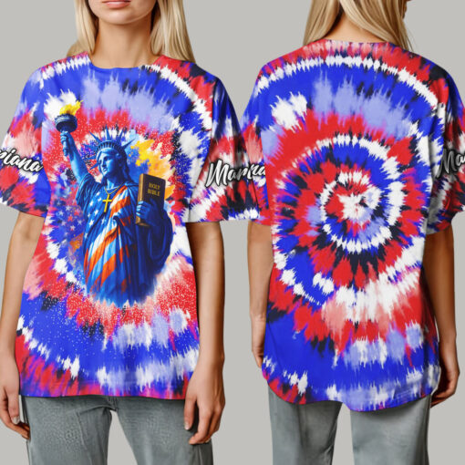 Tie Dye Statue Of Liberty Patriotic Christian Jesus - T-Shirt - Image 6