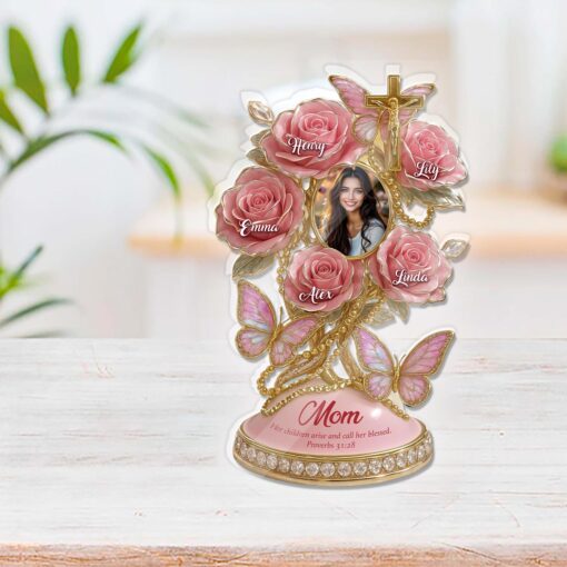 Her Children Arise And Call Her Blessed Mother's Day - Personalized Acrylic Table Plaque - Image 3