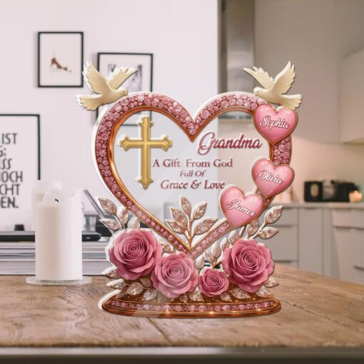 Grandma A Gift From God Full Of Grace And Love Mother's Day - Personalized Acrylic Table Plaque - Image 2