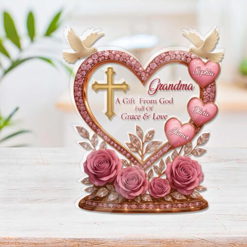 Grandma A Gift From God Full Of Grace And Love Mother's Day - Personalized Acrylic Table Plaque - Image 3