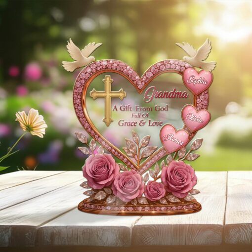 Grandma A Gift From God Full Of Grace And Love Mother's Day - Personalized Acrylic Table Plaque - Image 4