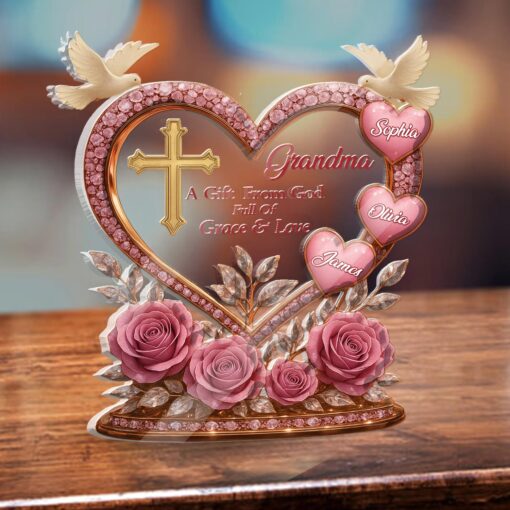 Grandma A Gift From God Full Of Grace And Love Mother's Day - Personalized Acrylic Table Plaque - Image 5