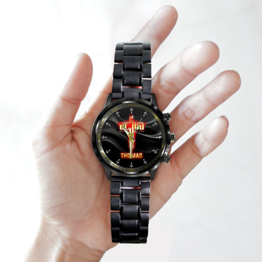 Jesus Saved My Life Christian - Black Stainless Steel Watch - AGG2630 - Image 4