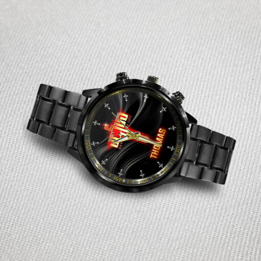Jesus Saved My Life Christian - Black Stainless Steel Watch - AGG2630 - Image 3