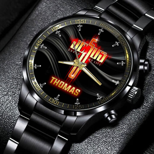 Jesus Saved My Life Christian - Black Stainless Steel Watch - AGG2630 - Image 2