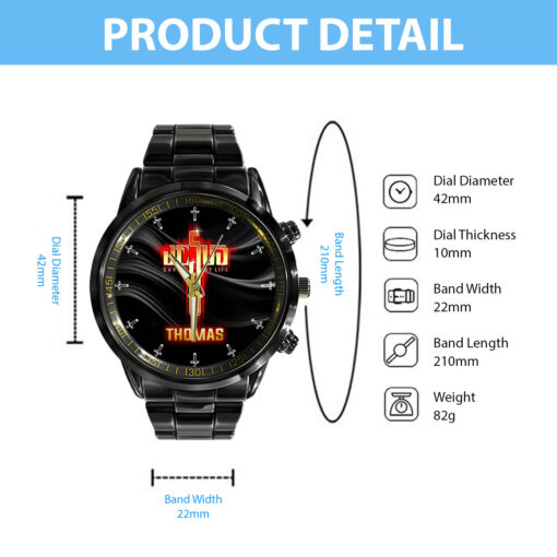 Jesus Saved My Life Christian - Black Stainless Steel Watch - AGG2630 - Image 6