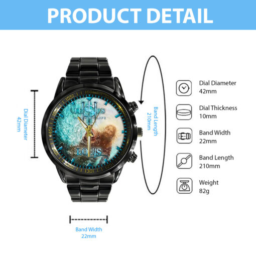 Jesus Christ Saved My Life Christian - Black Stainless Steel Watch - AGG2631 - Image 5