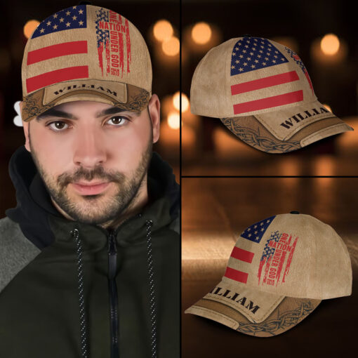 One Nation Under God Patriotic Christian - Classic Cap - Image 4