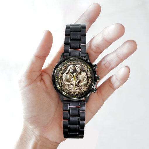 Jesus Christ And Mary Mother Of God Christian - Black Stainless Steel Watch - AGG2637 - Image 4
