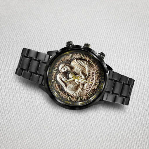Jesus Christ And Mary Mother Of God Christian - Black Stainless Steel Watch - AGG2637 - Image 3