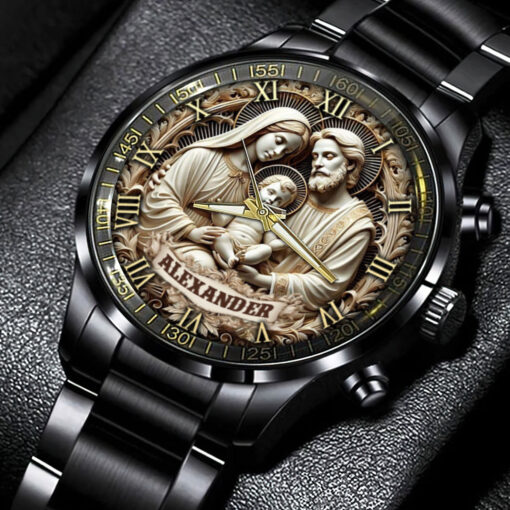 Jesus Christ And Mary Mother Of God Christian - Black Stainless Steel Watch - AGG2637 - Image 2