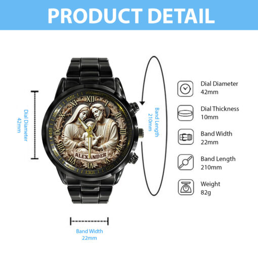 Jesus Christ And Mary Mother Of God Christian - Black Stainless Steel Watch - AGG2637 - Image 6