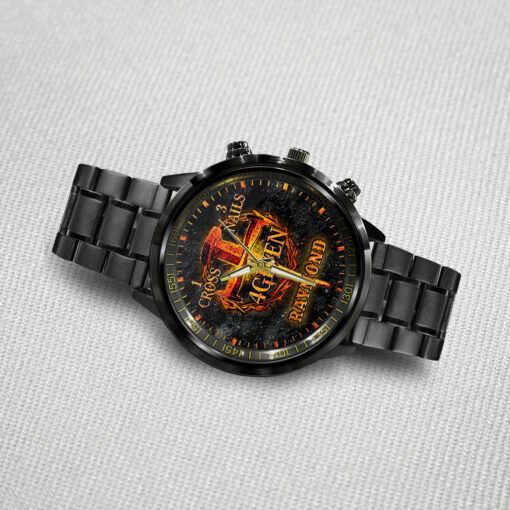 1 Cross 3 Nails 4given Christian - Black Stainless Steel Watch - AGG2638 - Image 3