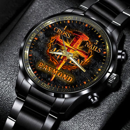 1 Cross 3 Nails 4given Christian - Black Stainless Steel Watch - AGG2638 - Image 2