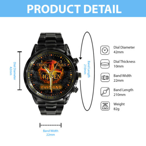 1 Cross 3 Nails 4given Christian - Black Stainless Steel Watch - AGG2638 - Image 6