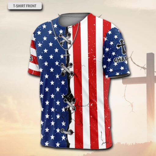 American Flag Patriotic Christian - T-Shirt - Image 3