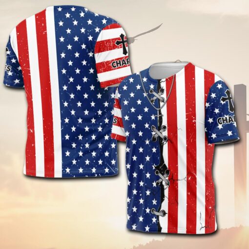 American Flag Patriotic Christian - T-Shirt - Image 2
