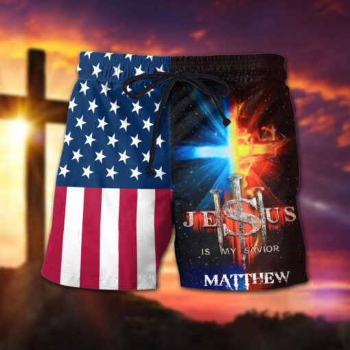 Jesus Is My Savior Christian Cross - Men's shorts - AGG2640 - Image 3