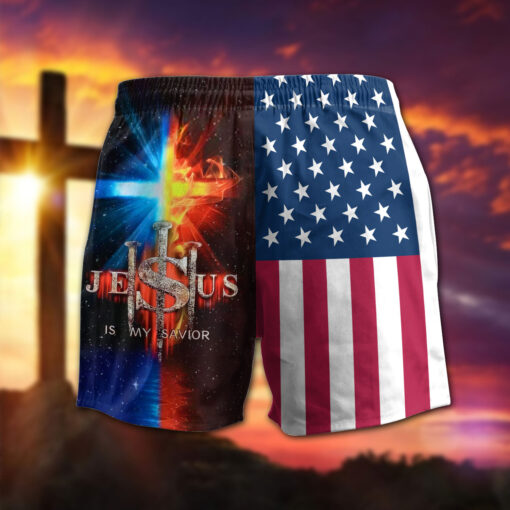 Jesus Is My Savior Christian Cross - Men's shorts - AGG2640 - Image 2