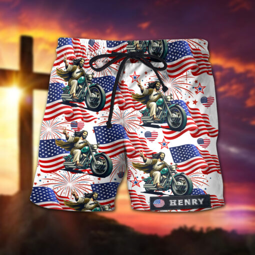 Funny Jesus Christ Riding Motorbike - Men's shorts - AGG2641 - Image 2