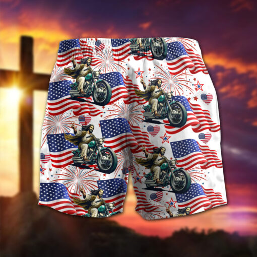 Funny Jesus Christ Riding Motorbike - Men's shorts - AGG2641 - Image 3