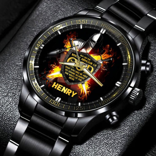 Christian Put On The Amour Of God - Black Stainless Steel Watch - AGG2658 - Image 2