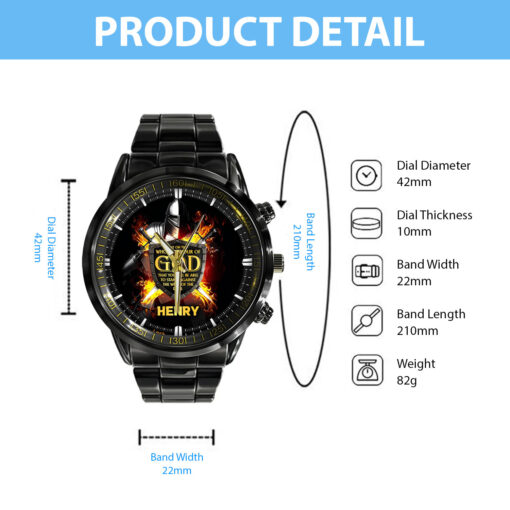 Christian Put On The Amour Of God - Black Stainless Steel Watch - AGG2658 - Image 6