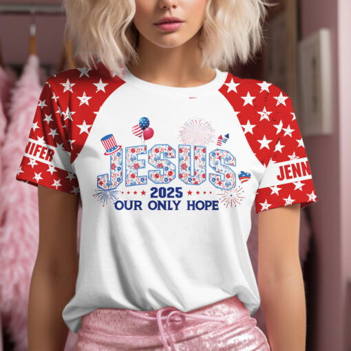 Jesus 2025 Our Only Hope Patriotic Christian - T-Shirt - Image 3