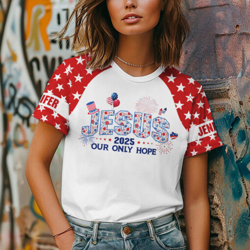 Jesus 2025 Our Only Hope Patriotic Christian - T-Shirt - Image 4