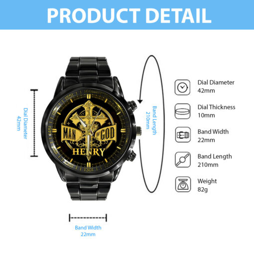 Man Of God - Black Stainless Steel Watch - AGG2665 - Image 6