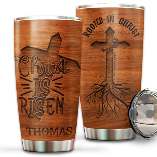 Rooted In Christ He Is Risen - Stainless Steel Tumbler 20oz - Image 5