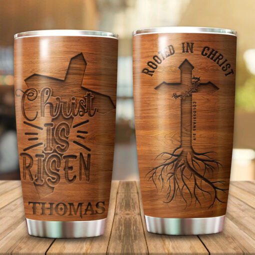Rooted In Christ He Is Risen - Stainless Steel Tumbler 20oz - Image 2