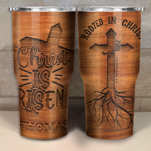 Rooted In Christ He Is Risen - Stainless Steel Tumbler 30oz - Image 4