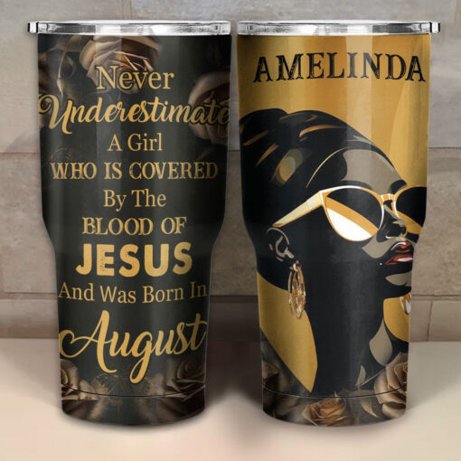 A Girl Who Is Covered By Blood Of Jesus - Stainless Steel Tumbler 30oz - Image 3