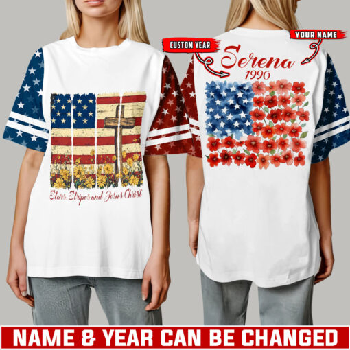 Stars Stripes And Jesus Christ Patriotic Christian - T-Shirt