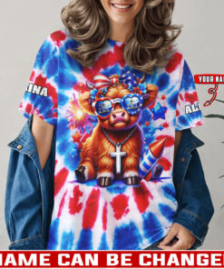 Highland Cow Jesus Patriotic Christian - T-Shirt