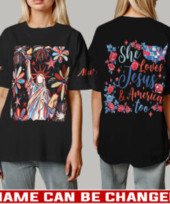 She Loves Jesus And America Too Patriotic - T-Shirt