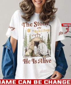 The Stone Was Rolled Away He Is Alive Jesus Christian - T-Shirt