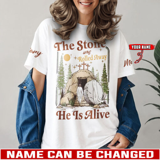 The Stone Was Rolled Away He Is Alive Jesus Christian - T-Shirt