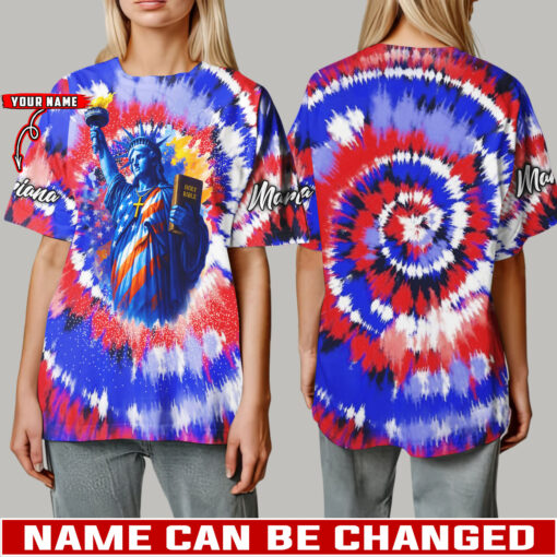 Tie Dye Statue Of Liberty Patriotic Christian Jesus - T-Shirt