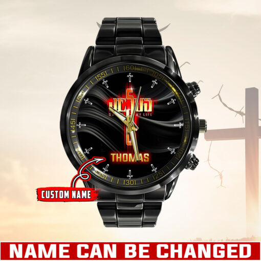 Jesus Saved My Life Christian - Black Stainless Steel Watch - AGG2630