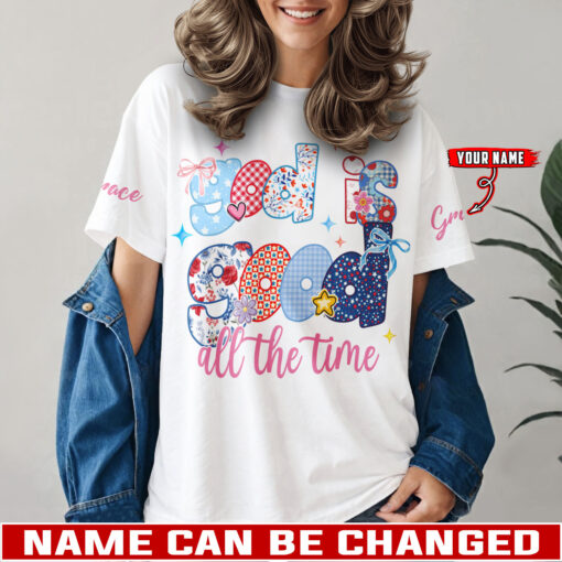 God Is Good All The Time Patriotic Christian Cute Coquette - T-Shirt