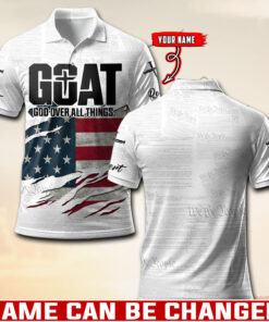 God Over All Things GOAT America Patriotic Christian - Polo Shirt